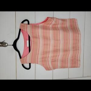 Vintage AGB Dress by Byer size 16 pink tan & white shell sleeveless top